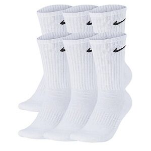 Nike 6 Pack Cushioned Crew Socks White Size Large
